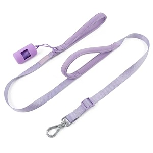 wisedog durable two handle dog leash dog leash heavy duty with dual soft padded handles adjustable length as short leash for medium large dogs lilac purple m42 ft-5 ft