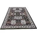 Wish Carpet Kashmiri Design Persian Carved &amp; Living Room with 1 inch Thickness 6 x 9 Feet Green