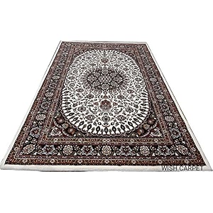 wish carpet new extra look kashmiri silk carpet persian design for living room amp bedroom size-5 x 7 feet - colour ivory