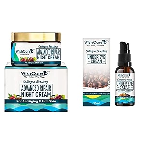 wishcare collagen boosting - advance repair night cream - 50 gm amp collagen boosting under eye cream for dark circles amp wrinkles - 30ml