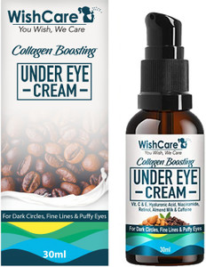 wishcare collagen boosting under eye cream for dark circles  wrinkles - enriched with caffeine almond milk vitamin c e hyaluronic acid retinol - 30ml 30 ml