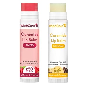 wishcare tinted amp untinted ceramide lip balm for dark lips with spf 50 amp kojic acid 5gm  5gmassorted