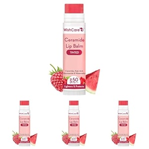 wishcare tinted ceramide lip balm with spf50 pa - kojic acid amp niacinamide - for lip lightening amp protection 5gm pack of 4 pink