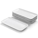 WishDeco Small Rectangle Plates Set of 6, White Serving Platters 9Inch