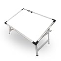 Foldable Study Table for Kids (5–12 Years) | Whiteboard Writing & Drawing Desk with Paper Clip | Portable Laptop, Bed & Breakfast Tray | Aluminium Frame | 25x15 Inch