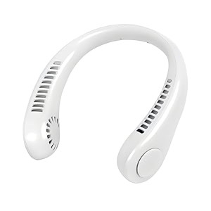 wishkey 3 speed rechargeable bladeless neck fan adjustable personal neck fan for women amp men modern design great cooling fan for travel outdoors amp sports hands-free personal fan- white
