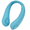 WISHKEY 3 Speed Rechargeable Bladeless Neck Fan, Adjustable Personal Neck Fan For Women &amp; Men Modern Design, Great Cooling Fan For Travel, Outdoors &amp; Sports Hands-Free Personal Fan- Blue