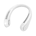 WISHKEY 3 Speed Rechargeable Bladeless Neck Fan, Adjustable Personal Neck Fan For Women &amp; Men Modern Design, Great Cooling Fan For Travel, Outdoors &amp; Sports Hands-Free Personal Fan- White