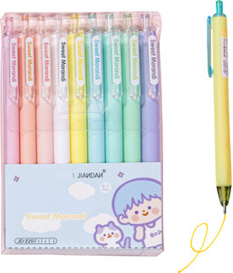 wishkey cute colorful retractable gel ink pen set multicolor pen for school kids gel pen pack of 9 ink color - multicolor
