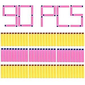 wishkey foam dart set for kids to play with toy gun non-sticky refill darts for foam blaster guns soft suction bullet dart with soft and round plastic head for boys amp girls pack of 90 multicolor