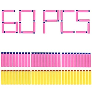 wishkey foam dart set for kids to play with toy gun non-sticky refill darts for foam blaster guns soft suction bullet dart with soft and round plastic head for boys amp girls pack of 60 multicolor