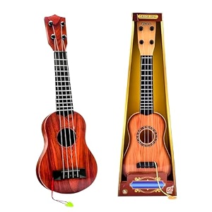wishkey guitar toy 4 strings acoustic guitar for beginners kids toys musical instrument for kids gift for girls age 8-10 years toys for 2-5 years boy or girl brown 22 inch