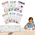 WISHKEY Kids DIY 48 Painting Cards For Kids Set of 1 Themed 6 Page Art Sheets 5 Mini Sketch Pens Space Crocodile Bear Sheep Penguin Deer Return Gifts For Birthday Boy Girl