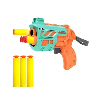 wishkey plastic foam blaster gun toy with 3 foam darts pretend play toy guns for kids fun target shooting game for kids dart toy gun for boys assorted 3 years  pack of 1