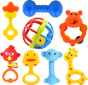 WISHKEY Set of 8 Pcs with Various Exciting Toys for New Borns & Infants Rattle Rattle