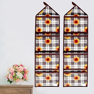 wishland multipurpose wall hanging organizer with 4 pocketsset of 2 yellow