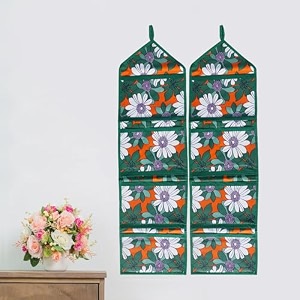 wishland multipurpose wall hanging organizer with 4 pocketsset of 2 green