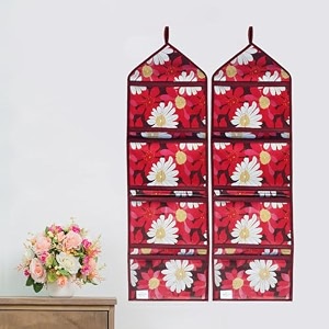 wishland multipurpose wall hanging organizer with 4 pocketsset of 2 red