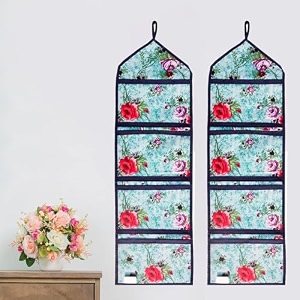wishland multipurpose wall hanging organizer with 4 pocketsset of 2 blue