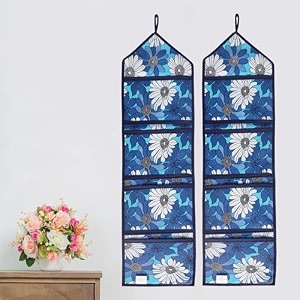 wishland multipurpose wall hanging organizer with 4 pocketsset of 2 blue