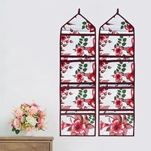 wishland multipurpose wall hanging organizer with 4 pocketsset of 2 red