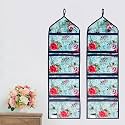WISHLAND® Multipurpose Wall Hanging Organizer with 4 Pockets(Set of 2, Blue)