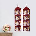 WISHLAND® Multipurpose Wall Hanging Organizer with 4 Pockets(Set of 2, Purple)