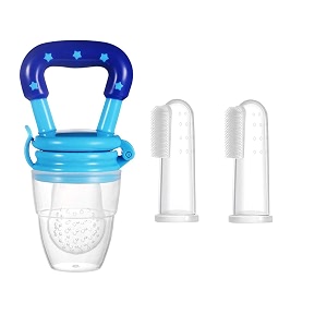 wishland silicone baby finger brush and fruit feeder for babiespack of 3 2 finger brush 1 fruit feeder