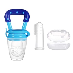wishland silicone baby finger brush and fruit feeder for babiespack of 2 1 finger brush 1 fruit feedermulticolor