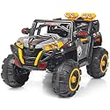Wishmaster 4x4 Kids Driving EV Jeep for 1, 2, 3, 4, 5, 6, 7, 8 Years | Remote + Manual Steering + Mobile App Control | Kids Jeeps | Most Gifted Car | (Grey/Yellow)