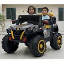 Premium Rechargeable Baby Battery-Powered Electric Car Jeep for Kids – Electric Ride-On Toy with Bluetooth Music Dual Control Mode for Ages 2 to 8 Year (with 6 Months Warranty, Grey/Yellow)