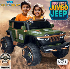 wishmaster big jumbo size 4x4 off-road electric car with openable doors big wheels jeep battery operated ride on green