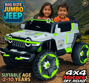 wishmaster big jumbo size 4x4 off-road electric car with openable doors big wheels jeep battery operated ride on silver