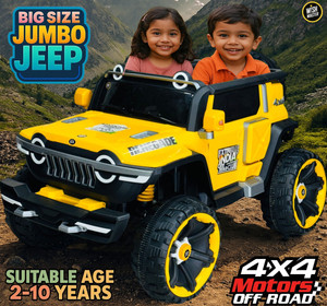 wishmaster big jumbo size 4x4 off-road electric car with openable doors big wheels jeep battery operated ride on yellow