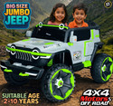 Wishmaster Big Jumbo Size 4x4 Off-Road Electric Car With Openable Doors Big Wheels Jeep Battery Operated Ride On (Silver)
