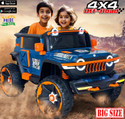 Wishmaster Big Jumbo Size 4x4 Off-Road Electric Car With Openable Doors Big Wheels Jeep Battery Operated Ride On (Dark Blue)