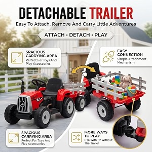 WISHMASTER Kids Electric Ride-On Tractor 12V Battery
