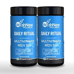 wishnew wellness daily ritual multivitamin for men 50  enhanced with mct ashwagandha amp ginkgo  120 delayed release capsules