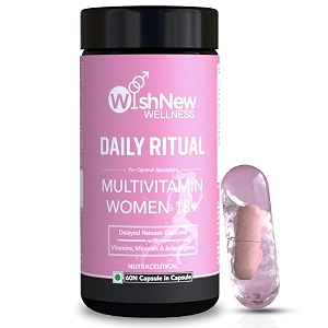 wishnew wellness daily ritual women39s multivitamin 18  complete 36-nutrient formula for optimal health amp vitality  supports pms uti care  60 non-gmo delayed release capsules for your wellbeing