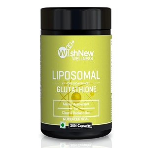 wishnew wellness liposomal glutathione capsules  enhanced bioavailability glutathione supplement for youthful radiant skin amp immunity  master antioxidant  30 vegetarian capsules  for men amp women