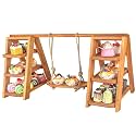 Wisreach Wooden 3 Tier Cupcake Stand, Rustic Cupcake Display Stand for Dessert Table, Foldable Serving Tray Tower for Party, Wedding, Birthday, Baby Shower, Holiday Events