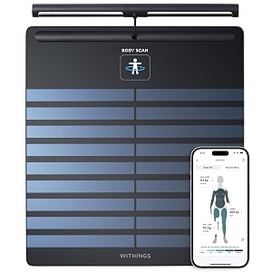 withings body scan smart scales with 6-lead ecg segmental body composition analysis weighing scales body weight amp vascular age visceral fat afib detection heart rate nerve health white