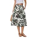 Witsmile Women's Summer Boho High Waist Pleated Flowy Midi Skirt