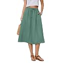Witsmile Women's Summer Boho High Waist Pleated Flowy Midi Skirt