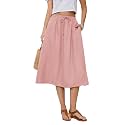 Witsmile Women's Summer Boho High Waist Pleated Flowy Midi Skirt