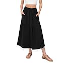 Witsmile Women's Summer Boho High Waist Pleated Flowy Midi Skirt