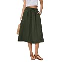Witsmile Women's Summer Boho High Waist Pleated Flowy Midi Skirt