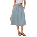 Witsmile Women's Summer Boho High Waist Pleated Flowy Midi Skirt