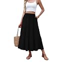 Witsmile Women's Summer Boho High Waist Pleated Flowy Midi Skirt