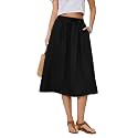 Witsmile Women's Pleated Midi Length Flowy Elastic High Waist A-Line Skirt